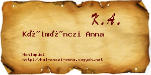 Kálmánczi Anna névjegykártya